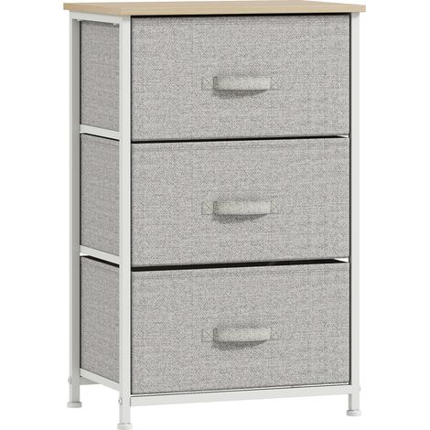 Chiffonnier 3 tiroirs MASON blanc et gris clair (1/5)