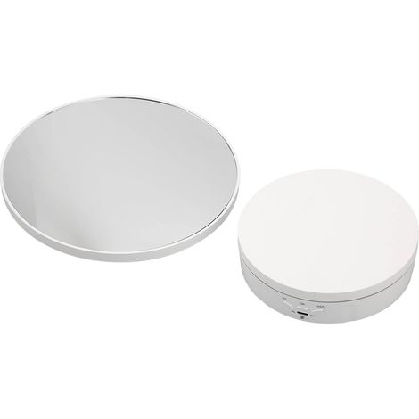 Support rotatif en plastique et verre 360° avec moteur électrique, câble USB, pour photographie, bijoux, montres, gâteaux, blanc (1/5)