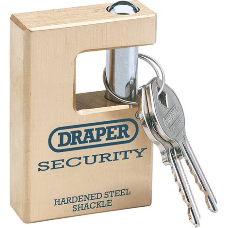 Draper Expert 63mm Quality Close Shackle Solid Brass Padlock and 2 Keys with Hardened Steel Shackle (64201) (1/5)