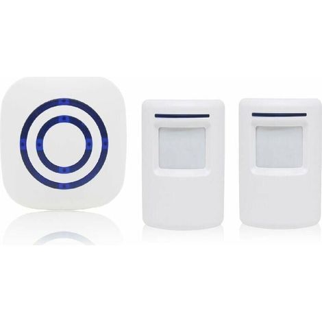 Sistema de timbre/alarma de entrada inalámbrico con detector de movimiento/acceso, 38 tonos de llamada, alcance de hasta 100 m, blanco. (1/4)