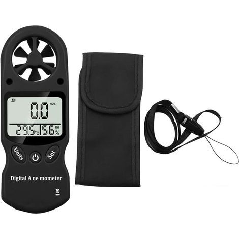 Hygromètre, Thermomètre à effet de serre, Thermomètre de jardin, anémomètre numérique LCD affichage Vent Speed Speed Compteur Température Humidité Compteur Noir (1/5)