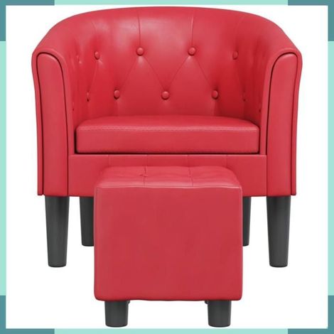356468 Chaise cabriolet avec repose-pied rouge similicuir (1/5)