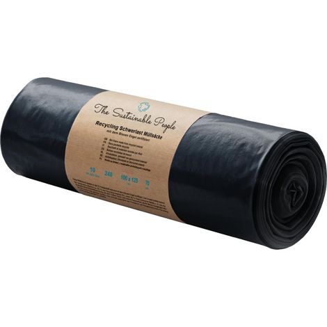 Sacs poubelle 240L - Lot de 10 - PE 90% recyclé - Résistance 70µm - Rénovation et pro - 100x125cm (1/5)