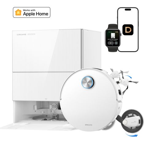 Dreame - X60 Pro Ultra Complete Blanc, Robot Aspirateur et Laveur, 42 000 Pa, UltraExtend à 2 Bras, Obstacles 10 cm, Nettoyage Auto. serpillière 100 °C et démêlage 100% (1/5)