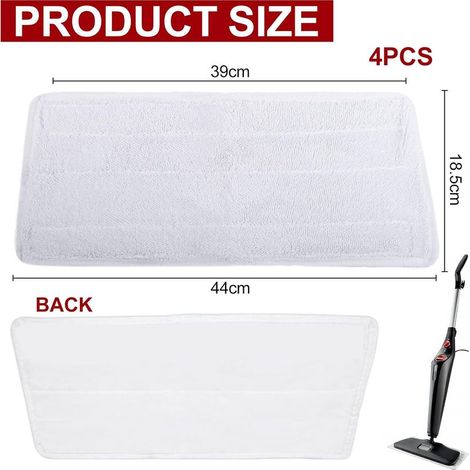 Set mit 4 Ersatzbezügen für Vileda XXL Dampfreiniger, waschbarer Mikrofaser-Ersatzbezug für Vileda Steam PLUS XXL Dampfreiniger, waschbar, wiederverwendbar, weiß (1/5)