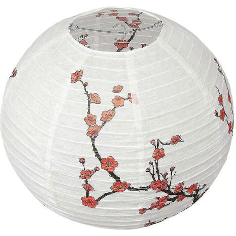 Lanterne en papier avec abat-jour de 30 cm, style oriental, décoration lumineuse, fleur de prunier (1/5)
