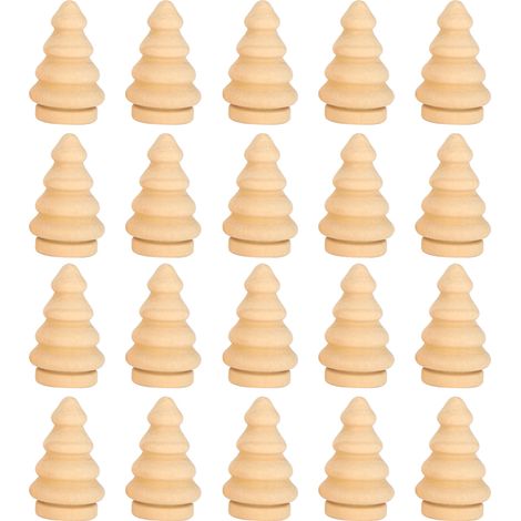Lot de 20 figurines en bois sapin de Noël à peindre, décoration DIY pour enfants, ornements à personnaliser (1/5)