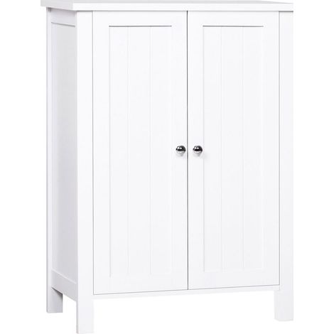 Furniture of bathroom space-saving, furniture multifunctional with 2 shelves, 2 doors, handles in MDF, 60 x 30 x 80 cm, white (1/5)