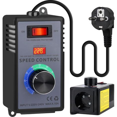 Variateur de Vitesse pour Moteur 220v, AC 10A 4000W SCR Régulateur de Tension, Variateur de Frequence, Variateur de Vitesse für Meuleuses d'angle, souffleurs, perceuses à main, variateurs (1/5)