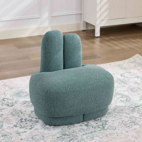 Pouf Fauteuil Salon en tissu Bunny-Ear ultra doux – Hocker rembourré fixe avec oreilles mignonnes, sans espace de rangement, non démontable-Vert