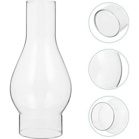 Lampenschirm aus Klarglas für Öllampe, Glas-Kaminschirm für Petroleumlampe, Lampenschirm für Petroleumlampe, austauschbare Zubehörteile (16,5 cm) (1/5)