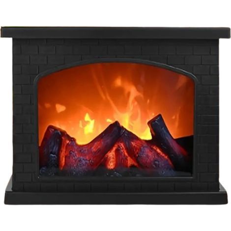 LED-Kamin, dekorative Kaminbeleuchtung, Kamin mit Flammeneffekt, modern, Kunststoff, 28 cm x 12 cm x 20 cm, schwarz