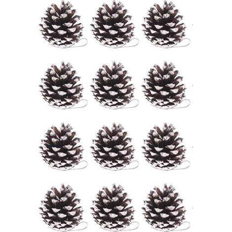 Lot de 6 pommes de pin de Noël de 5 cm (1,96 po) avec pointes enneigées, pommes de pin naturelles en bois givré, ornements pour la décoration et le design (6 pièces) (1/5)
