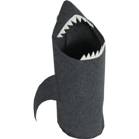 Organizador para ropa o juguetes infantiles "Tiburón" 75×40 cm - fieltro ecológico e hipoalergénico, color antracita, fabricación polaca - Arco Design (1/4)