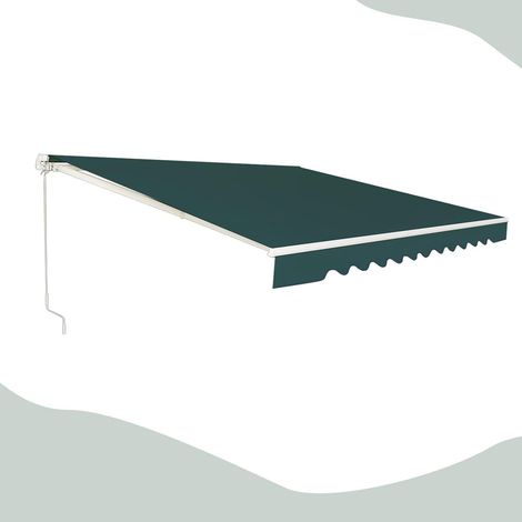 GOPLUS Store Banne Rétractable, Auvent d'Abri Manuel en Aluminium avec Manivelle et Angle Réglable 5-35°, 300X250CM, Vert (1/5)