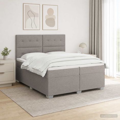 vidaXL Lit boxspring avec matelas Taupe 200 x 200 cm Tissu (1/5)