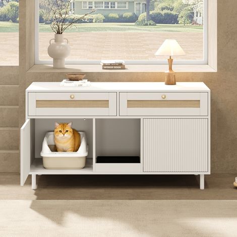 Mobile credenza per lettiera gatto in MDF bianco OKMYHOME (1/5)