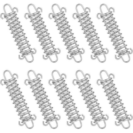 Tendeur Ressort, XU, 10 Pcs Boucle de Corde de Ressort, Boucles à Ressort de Tente, Ressort Absorbeur, Ressort de Tension pour Voile dOmbrage, Bâche, Tente, Grille Métallique - KZQ (1/4)