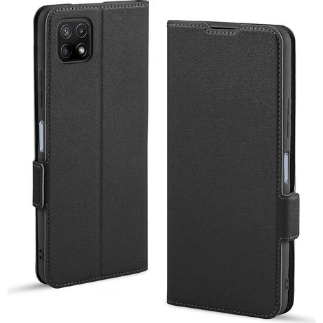 FUNDA TAPA PARA SAMSUNG GALAXY A22 5G 6.60" FUNDA DE PIEL PU NEGRA ELEGANTE (1/5)