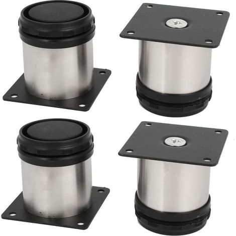 Lot de 4 pieds de meuble de cuisine en acier inoxydable - réglables - ronds - 50 x 50 mm (1/5)