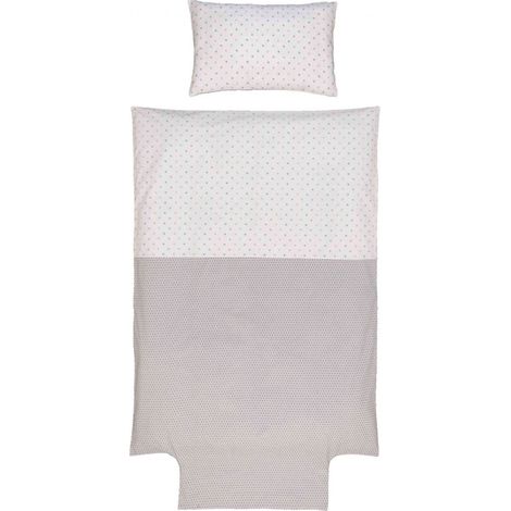 Parure de lit bébé Little Sweet Dreams 100x140 cm taie 40x60 cm - Gris - P'tit Basile (1/4)