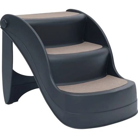 Escalier pliable à trois marches pour animaux de compagnie, gris foncé