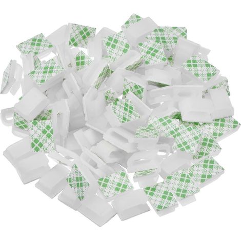 100 fermacavi autoadesivi, fascette, supporti per cavi (13 x 10 mm, bianchi) - AquaForge (1/4)