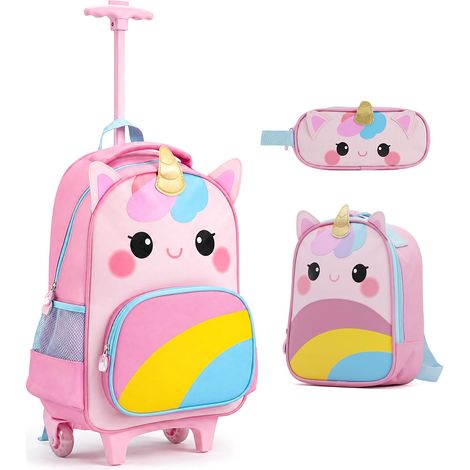 COSTWAY Set di 3 Zaini con Ruote per Bambini 3+ Anni (Modello 2) (1/5)