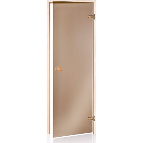 Desineo – Porte de sauna en verre trempé 8 mm – Cadre en pin massif – Dimensions 70 x 190 cm – Isolation optimale avec joint silicone