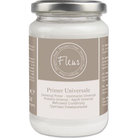 FLEUR DESIGNER'S PAINT Fondo Aggrappante Acrilico, Adatto per Superfici non Assorbenti, Fleur Primer P02, Universale, Colore Bianco, Made in Italy, Formato 330 ml