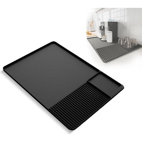 Alfombrilla de silicona para cafetera,60 x 40 cm,plegable y antigoteo,ideal para cafeteras y máquinas de espresso,apta para encimeras (negra) (1/5)