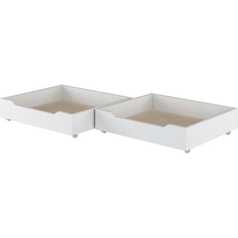 Lot de 2 tiroirs de lit MAGGIE blancs