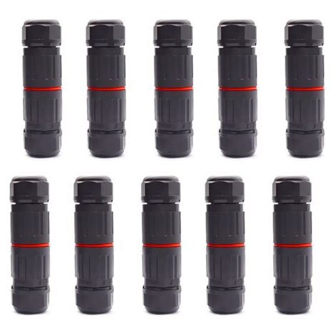 10 PCS IP68 Etanche Connecteur de Câble Electrique, Femelle 3 Broches Connecteurs Etanches Prise de Courant Extérieure Raccord de Connecteur Fil Etanche (1/4)