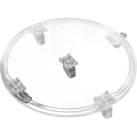 Plateau rond en acrylique, multifonctionnel, robuste, stable, transparent, support pour pot de fleurs, idéal pour la maison ou le bureau. (1/4)