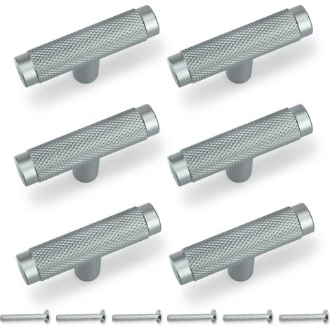 CCYKXA 6-teiliges Set 50 mm grauer Schrankknauf, Möbelschubladenschrankgriff