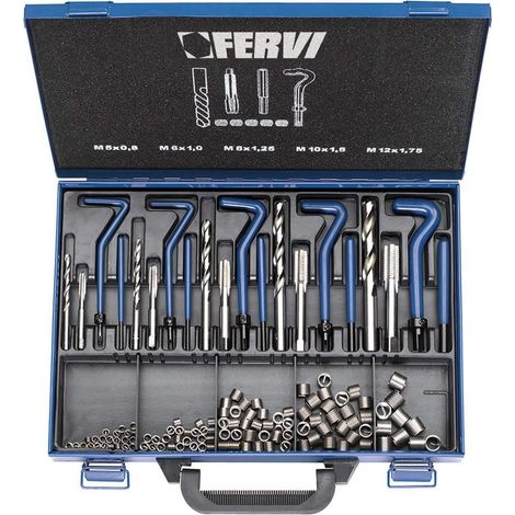 KIT COFFRET RÉPARATION 130 PCS DES FILETS TARAUDAGES MÉTRIQUE M5-M12 FERVI E010
