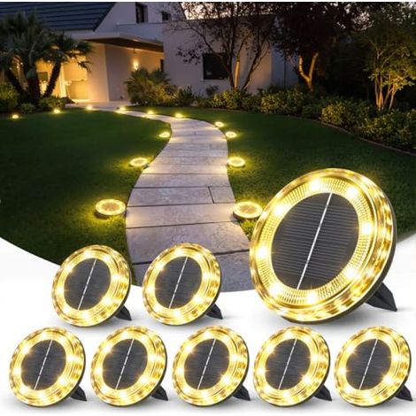 Beyamis Lampadaire solaire d'extérieur, noir, lot de 8 (1/5)