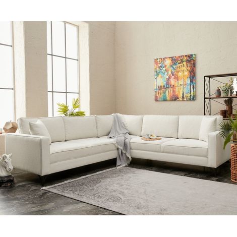 Ecksofa Berlin Creme Schwarz