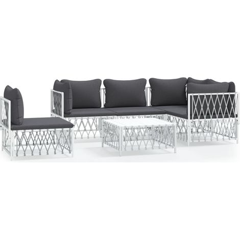 Maison Exclusive - Set Salotto da Giardino 6 pz con Cuscini in Acciaio Bianco (1/5)
