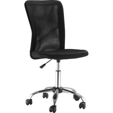Chaise de bureau ergonomique sans accoudoirs-Noire-Réglable en hauteur-58x60x110cm-100kg (1/5)