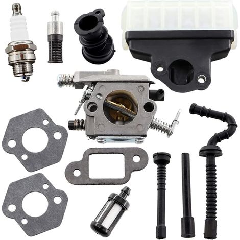 Vergaser mit Luftfilter, Kraftstoffleitung und Dichtung für STIHL MS210, MS230 und MS250 Kettensägen, Teilenummern 021, 023 und 025. Ersetzt Walbro WT-286, 1123, 120 und 0605.