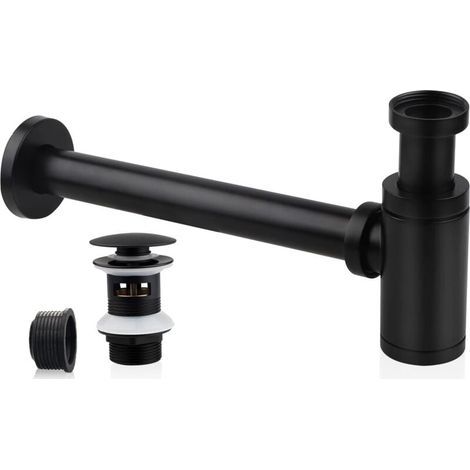 Siphon de Lavabo avec Bonde de Lavabo, Universel Tube Siphon de Lavabo Siphon en Acier Inox 1 1/4 x 32mm Salle de Bain Siphon Évier Métal Siphon à Tube Siphon à Tube Syphon Lavabo Reglable Noir (1/5)