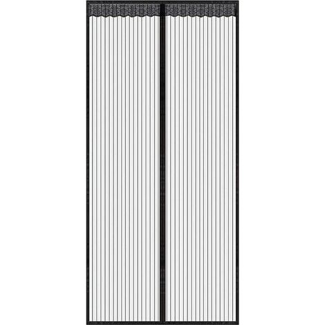 RHG Rideau de porte magnétique noir en 120x210 CM pour portes fenêtres Anti Moustiques Mouches (1/4)