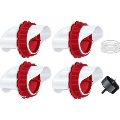 Mangiatoia per polli. Mangiatoia automatica per polli. Kit di alimentazione a gravità fai-da-te a 4 porte per pollame, adatto a secchi, barili e contenitori (1/4)