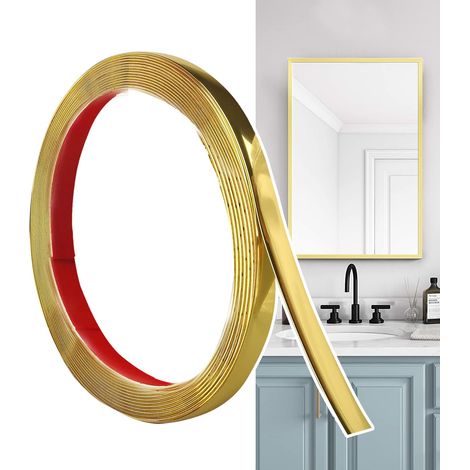 Moulure Décorative Autoadhésive Doré Mat (6M x 1cm) Peler et Coller, idéales pour Mur, Miroir, Plafond, Sol, Carrelage, Bords, Moulures DIY (1/5)