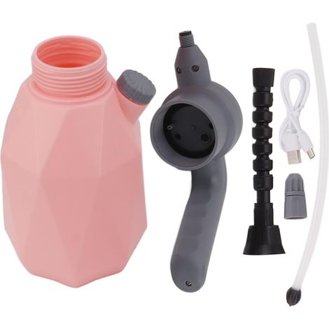 Wiederaufladbarer elektrischer 2-Liter-Sprühbehälter für Garten und Innenräume, automatische Bewässerung, rosa, mit Universaldüse (1/5)