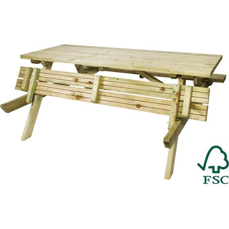 Tavolo con Panche Pieghevoli da Picnic in Pino Silvestre 180x165x72 h Italfrom (1/2)