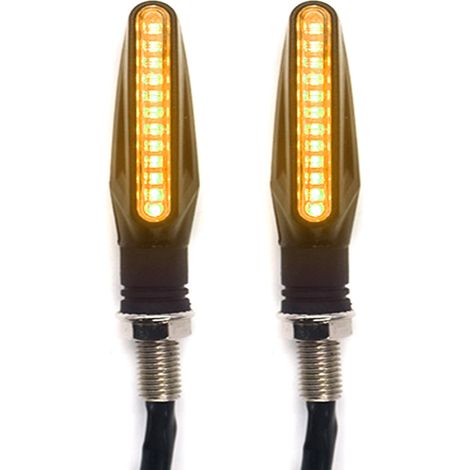 Juego de 2 intermitentes LED para motocicleta, indicadores de luz de circulación diurna universales, relé intermitente estilo agua fluyendo, intermitentes delanteros y traseros.