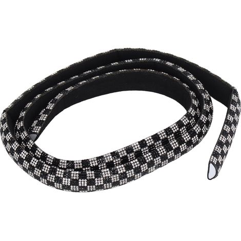Meter langes Strassband, 1,5 cm breit, 3D-Glasstrass-Halbkreis, schwarz-weiß, Zierband für Brautkleider (1/5)
