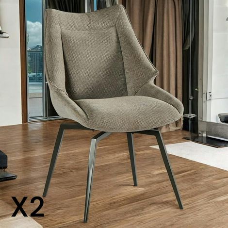 Chaise design tissu microfibre gris (lot de 2) IENA (1/4)